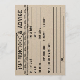 Baby Predictions & Advice Baby Shower Game Invitation