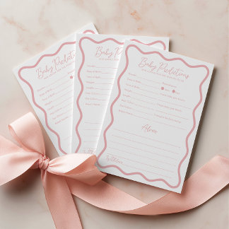 Baby Predictions Advice Baby Shower Game Pink Card