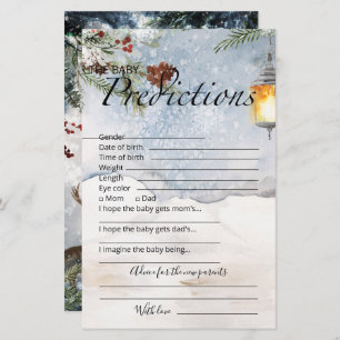 Baby predictions advice card evergreen baby shower