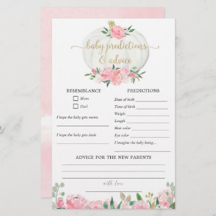 Baby predictions advice card fall pumpkins girl