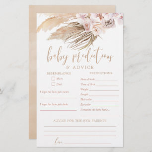 Baby predictions advice card pampas grass boho