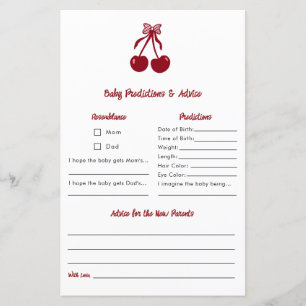 Baby Predictions Advice Cherry Bow Baby Shower