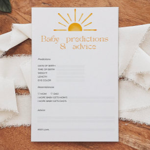 Baby Predictions And Advice Baby Shower Game