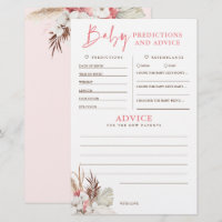 Baby Predictions and Advice Baby Shower Game