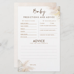Baby Predictions and Advice Baby Shower Game