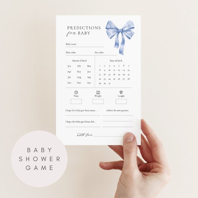 Baby Predictions and Advice Baby Shower Game w Bow (Creator Uploaded)