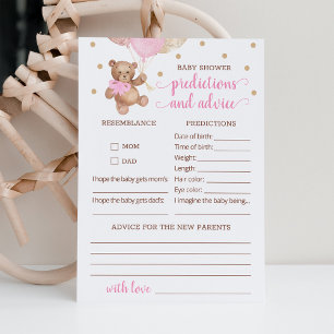 Baby Predictions and Advice Baby Shower Teddy Bear Invitation
