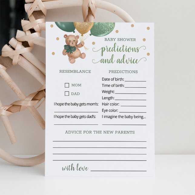 Baby Predictions and Advice Baby Shower Teddy Bear Invitation (Creator Uploaded)