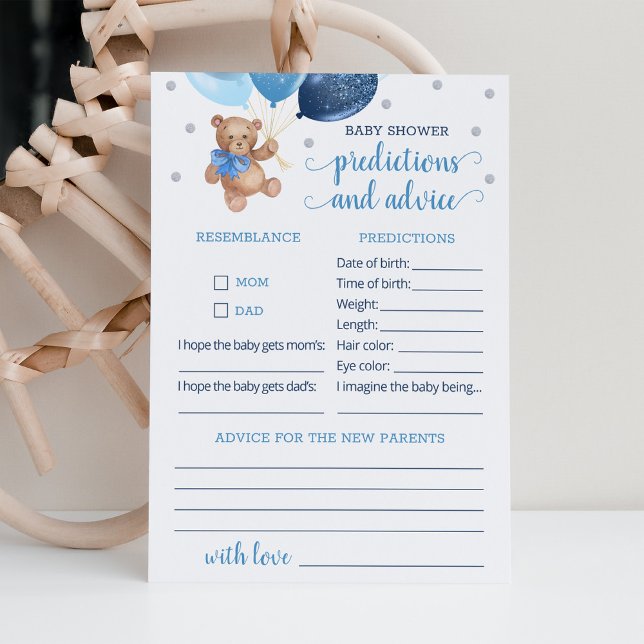 Baby Predictions and Advice Baby Shower Teddy Bear Invitation (Creator Uploaded)