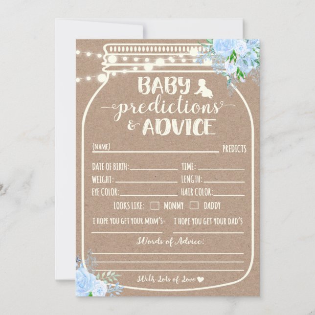 Baby Predictions and Advice Card (Front)