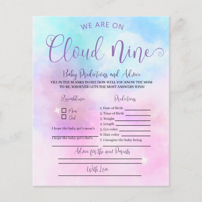 Baby Predictions and Advice game (Front)