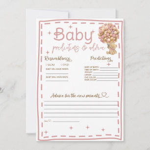 Baby Predictions and Advice Pink Teddy Bear Card