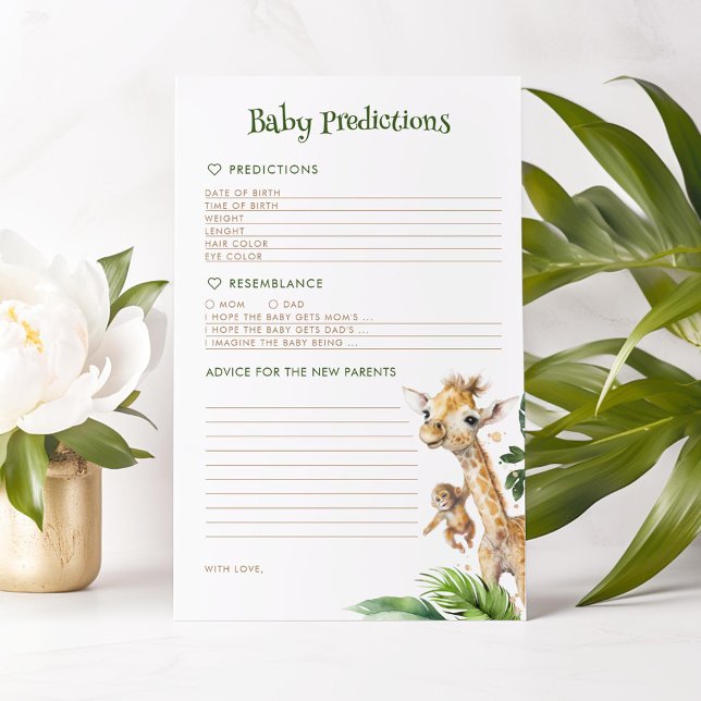 Baby Predictions and Advice Safari Animals Game (Baby Predictions Safari Animals Game Cards)