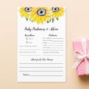Baby Predictions and Advice Sunflower Baby Shower
