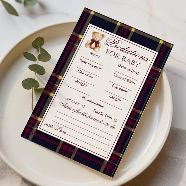 Baby Predictions and Advice Teddy Bear Red plaid (Creator Uploaded)