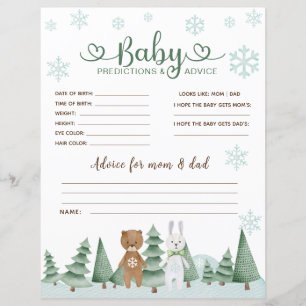 Baby Predictions and Advice Winter Woodland Card