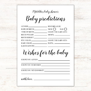 Baby Predictions and Wishes Baby Shower Game Card