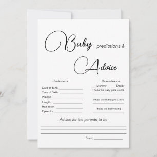 Baby Predictions Baby Shower Game Invitation