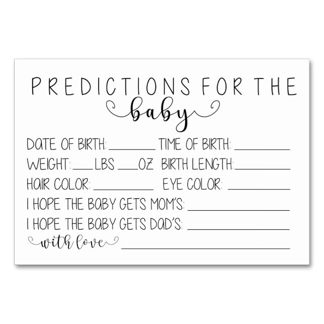 Baby Predictions Card (Front)