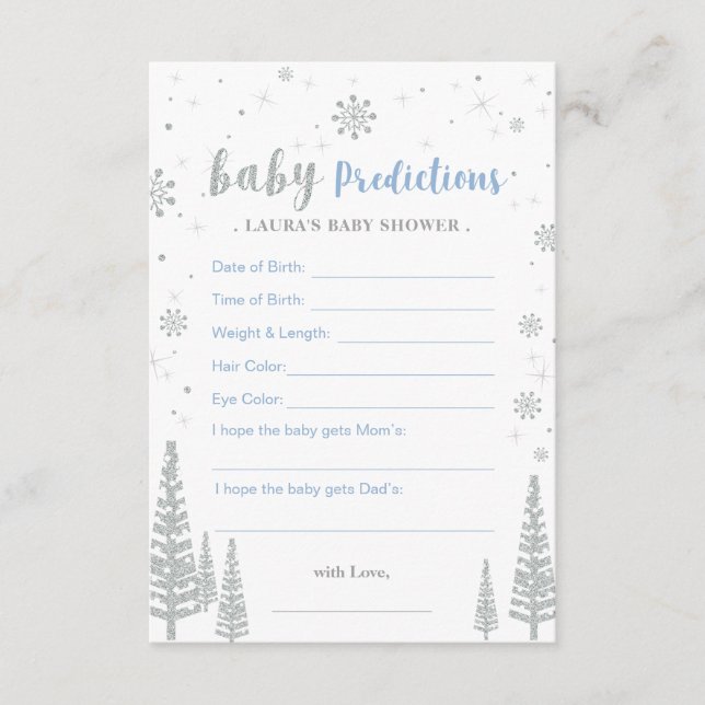 Baby Predictions Card - Winter Baby Shower Game (Front)