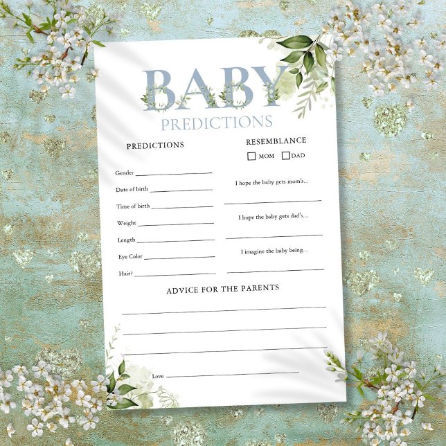 Baby Predictions Greenery Baby Shower Game (Baby Predictions Greenery Baby Shower Game)