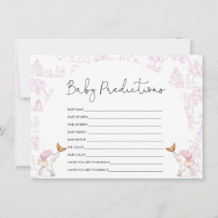 Baby Predictions Pink Toile Baby Shower Game Invitation