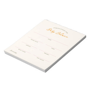 Baby Predictions Shower Guessing Game Notepad