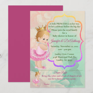 Baby Princess Watercolor Baby Shower Invitation