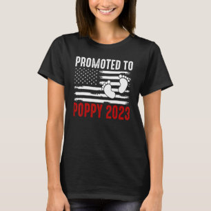 Baby Promoted To Poppy 2023 Cool Us Flag Family Ma T-Shirt