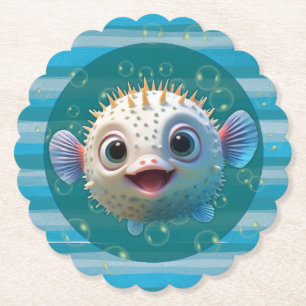 Baby Pufferfish Paper Coasters