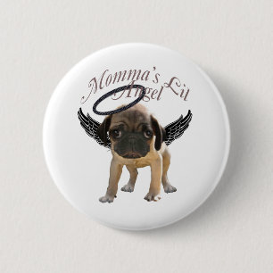 Baby Pug Angel 6 Cm Round Badge