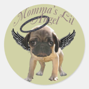 Baby Pug  Angel Classic Round Sticker