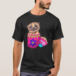 Baby Pug Dog Hatching From Easter Egg Easter Day T-Shirt