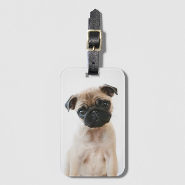 Baby Pug Portrait Luggage Tag (Front Vertical)