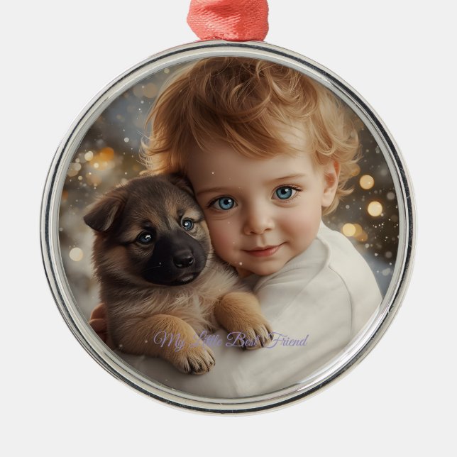 Baby & Puppy Christmas Magic Ornament (Front)