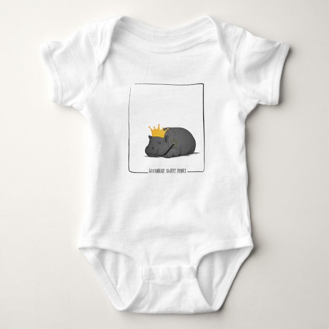 Baby Pygmy Hippo-Goodnight Sweet Prince Baby Bodysuit (Front)