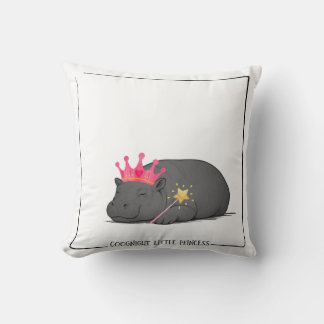 Baby Pygmy Hippo Princess Throw Pillow