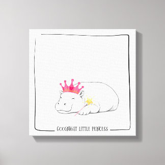 Baby Pygmy Hippo Princess Throw Pillow Canvas Print