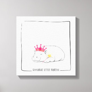 Baby Pygmy Hippo Princess Wall Canvas Print