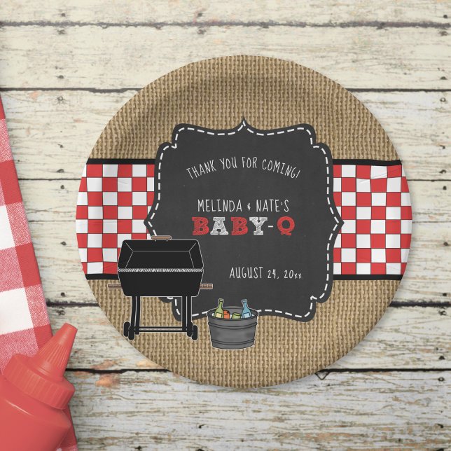 Baby Q baby shower decor, backyard bbq Paper Plate (Creator Uploaded)