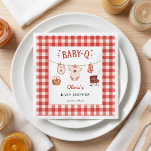 Baby Q Baby Shower Gingham Clothesline & Grill Napkin
