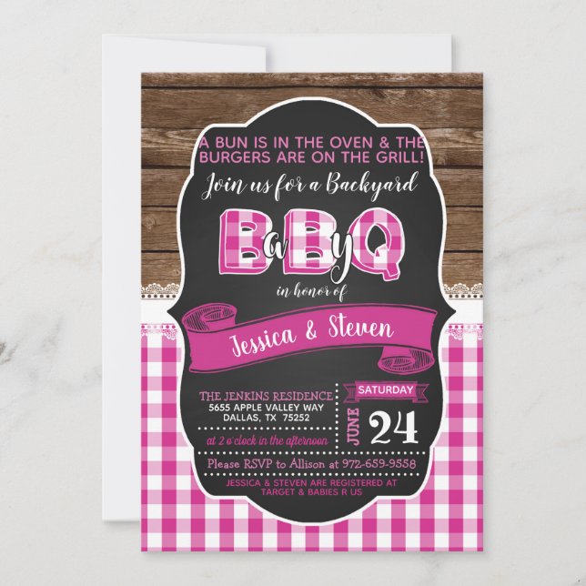 Baby Q Baby Shower Invitation for Girl - Dark Pink (Front)