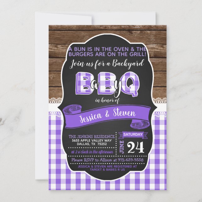 Baby Q Baby Shower Invitation for Girl - Purple (Front)