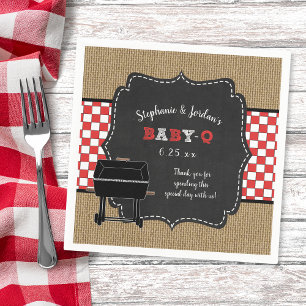 Baby Q baby shower, neutral couples shower decor Napkin