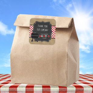 Baby Q baby shower thank you favour sticker RED