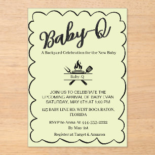 Baby-Q Backyard Baby Shower   BBQ Baby  Acrylic Invitations