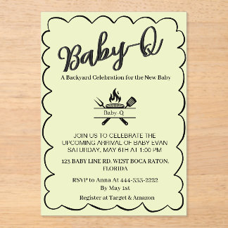 Baby-Q Backyard Baby Shower BBQ Baby Acrylic Invitations