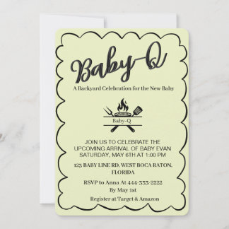 Baby-Q Backyard Baby Shower BBQ Baby Invitation