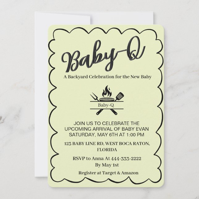 Baby-Q Backyard Baby Shower   BBQ Baby  Invitation (Front)