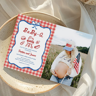 Baby Q Backyard BBQ 4th of July Baby Shower Photo Invitation
